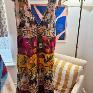 FARM Rio Pink Floral Patchwork Midi Dress NEW W/tags